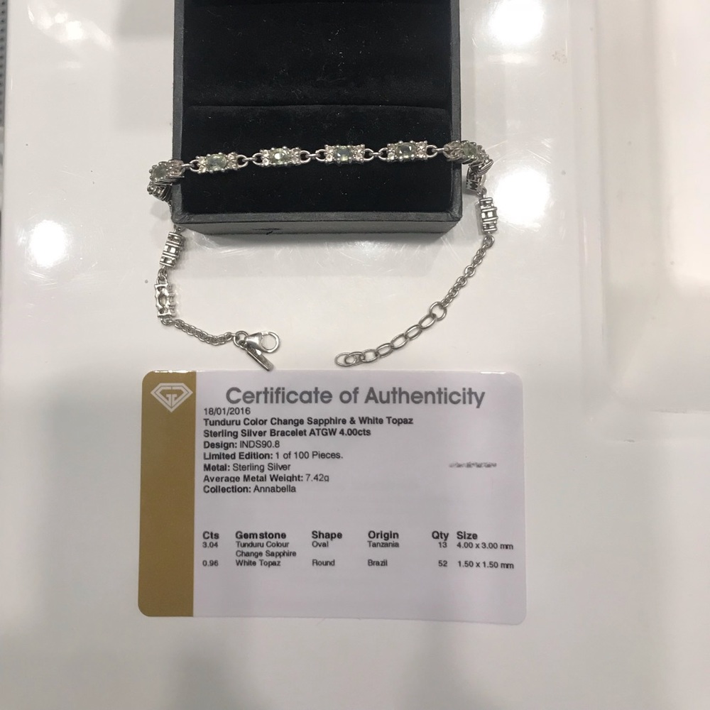 Color change sapphire bracelet